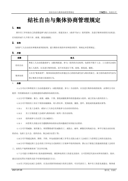 结社自由及集体协商管理规定[模板]