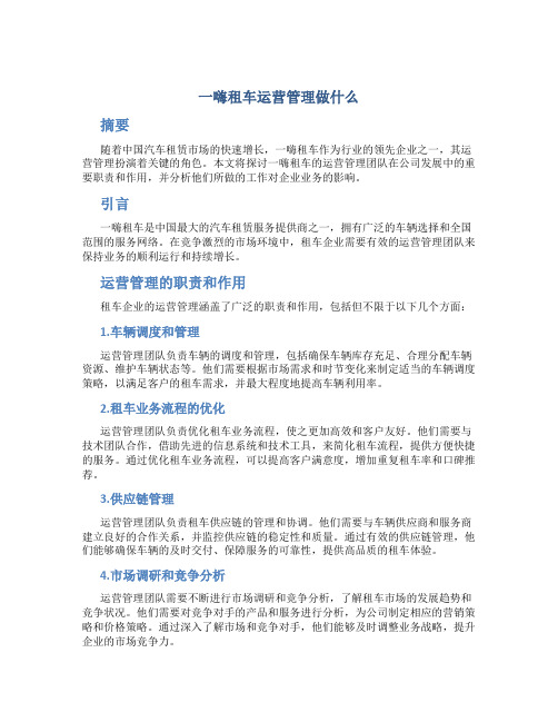 一嗨租车运营管理做什么