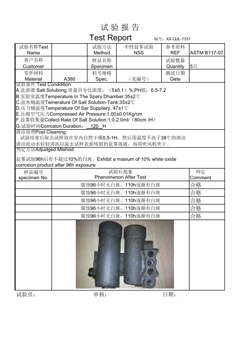 盐雾试验报告