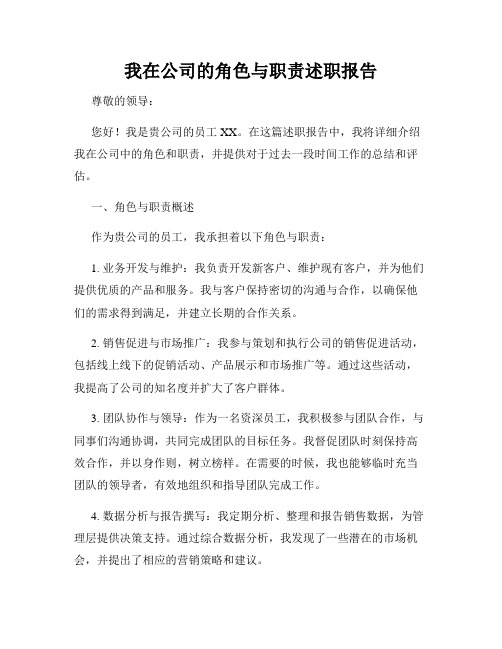 我在公司的角色与职责述职报告