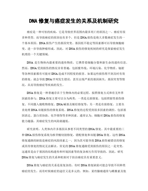 DNA修复与癌症发生的关系及机制研究