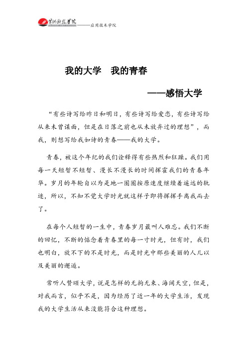 1528062035王云龙“我的大学我的青春”征文