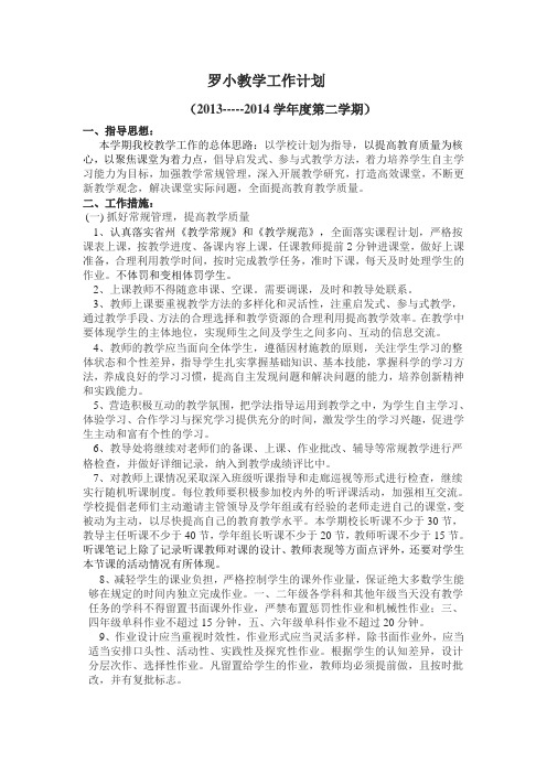 罗小教学工作计划2013-2014下