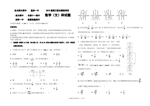 2019届高三联合模拟考试文科数学试题