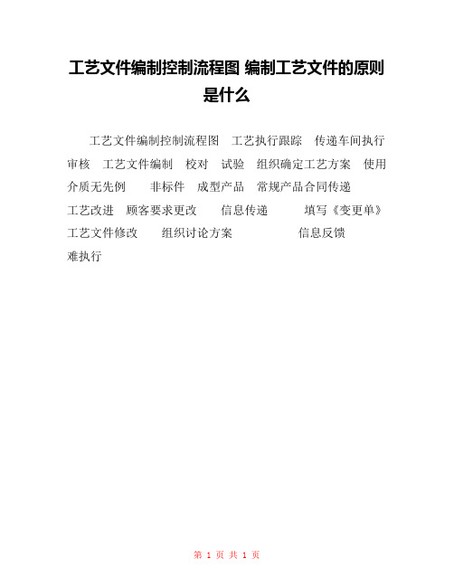 工艺文件编制控制流程图 编制工艺文件的原则是什么