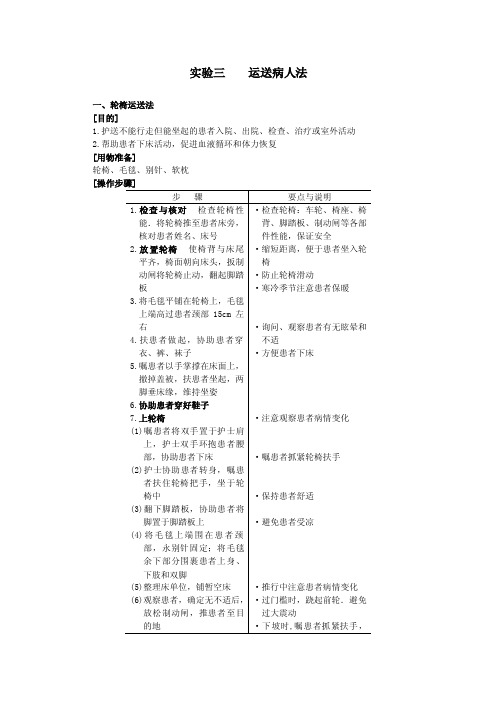 《护理学》实验三运送病人法