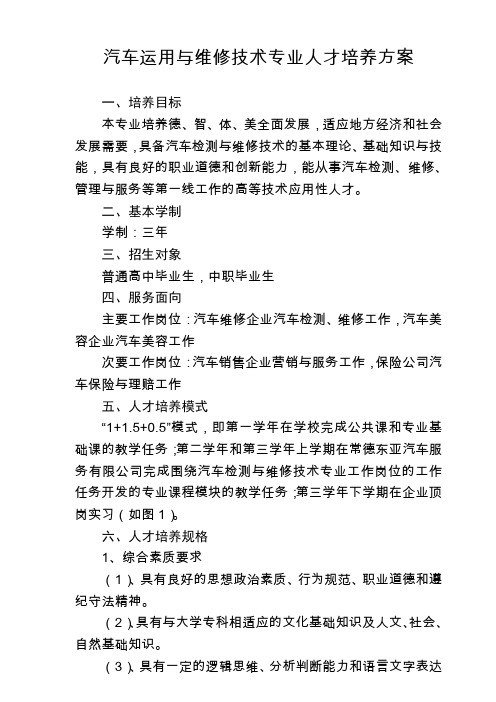 汽车运用与维修技术专业人才培养方案