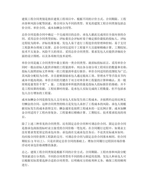 建筑工程合同类别是指什么