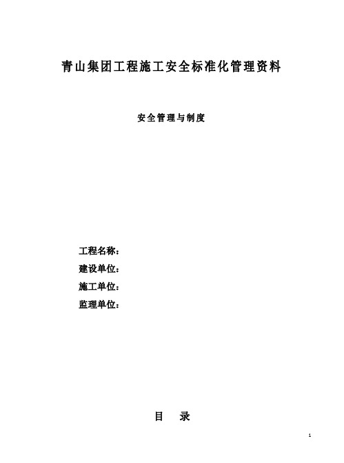 青山集团工程施工安全标准化管理资料