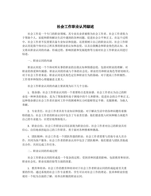 社会工作职业认同综述