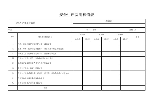 安全生产费用核销表