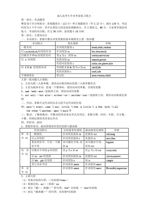 成人教育专升本英语提纲(1)