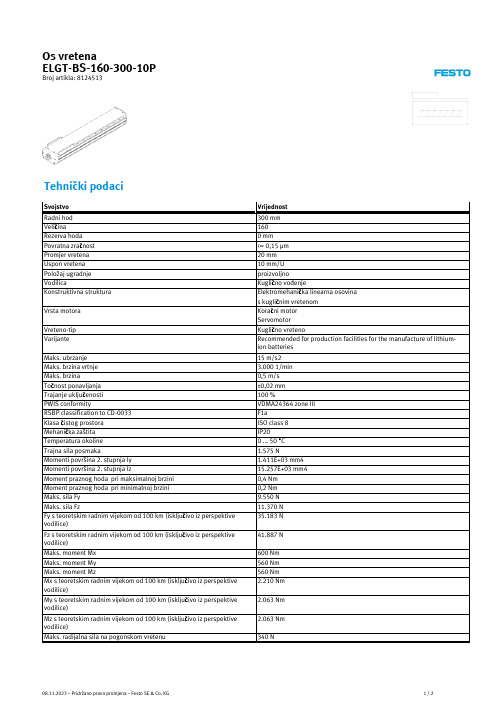 ELGT-BS-160-300-10P纽姆线性电机说明书