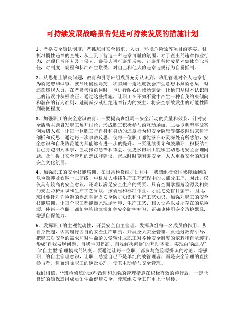 可持续发展战略报告促进可持续发展的措施计划