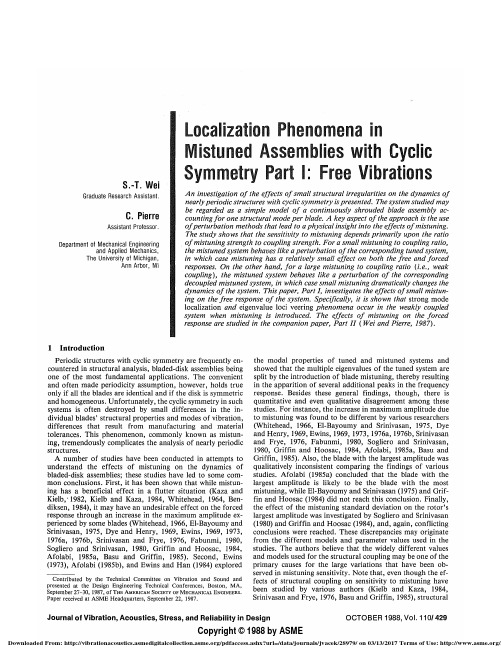 Localization Phenomena in Mistimed Assemblies with Cyclic Symmetry Part I