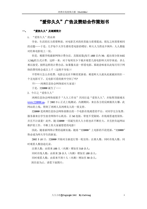 久久网站广告及赞助策划书