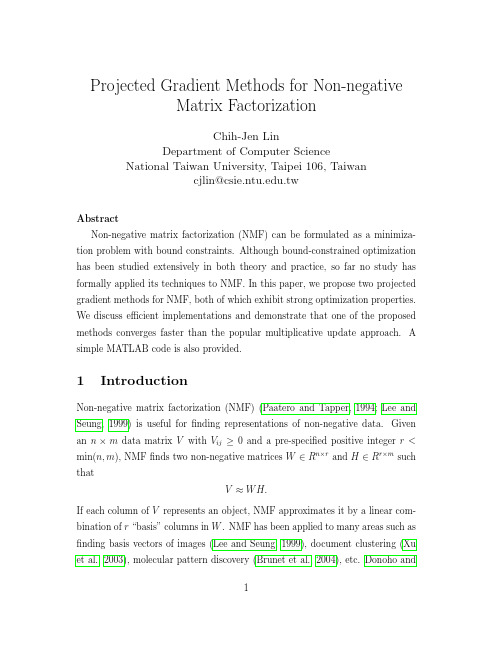 Projected gradient methods for non-negative matrix factorization