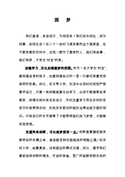 圆梦大学生村官的中国梦