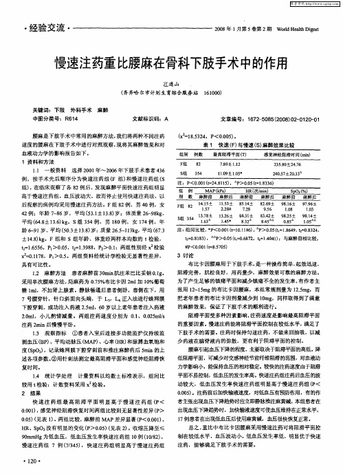 慢速注药重比腰麻在骨科下肢手术中的作用