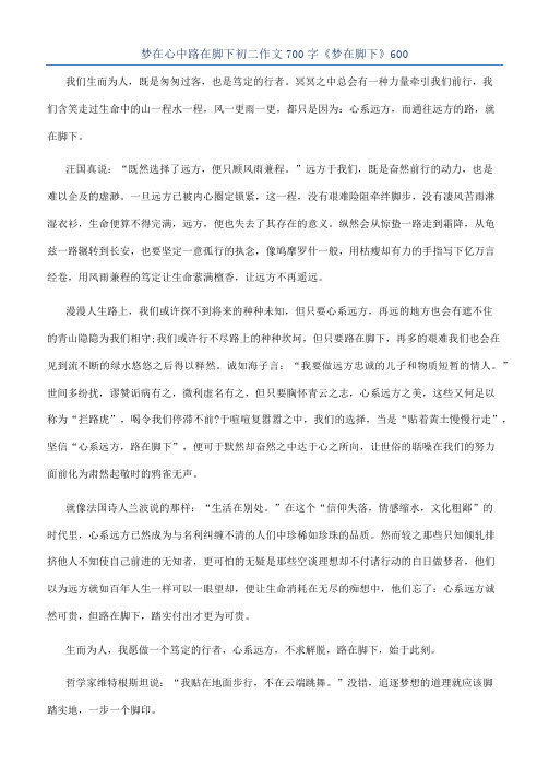 梦在心中路在脚下初二作文700字《梦在脚下》600