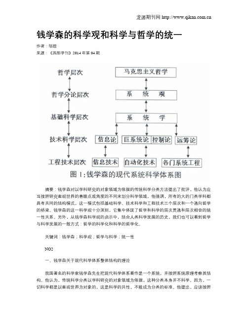 钱学森的科学观和科学与哲学的统一