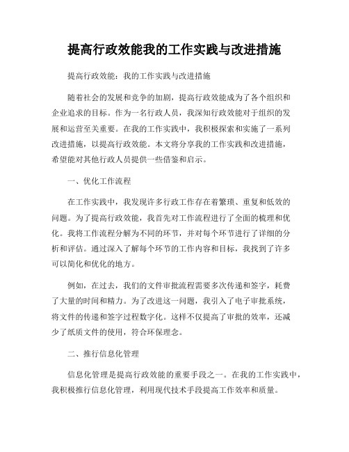 提高行政效能我的工作实践与改进措施