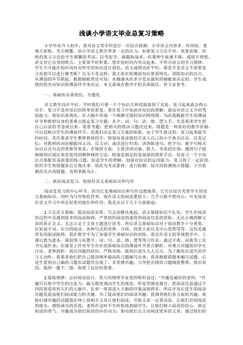 浅谈小学语文毕业总复习策略