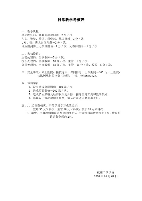 老师教学考核表(晚托)