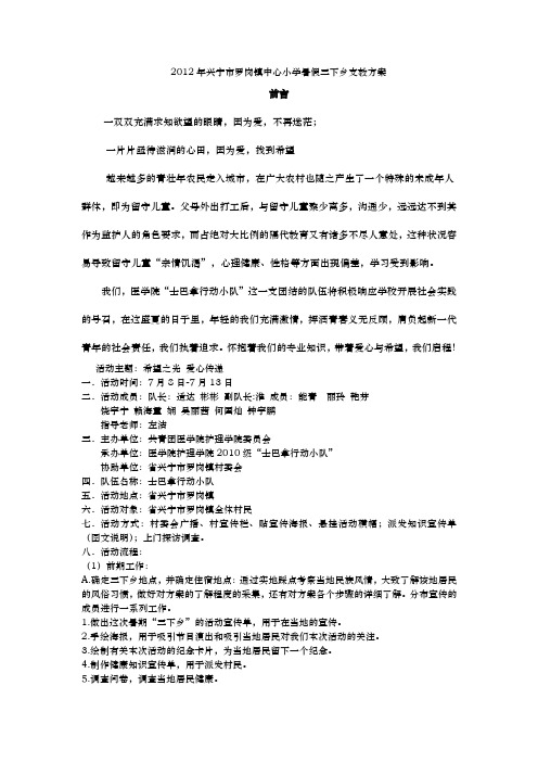 大学生暑假三下乡支教活动方案