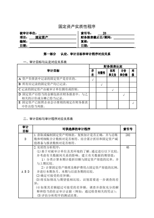 固定资产实质性程序