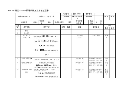 CA6140拔叉831006设计机械加工工艺过程卡(完整版)