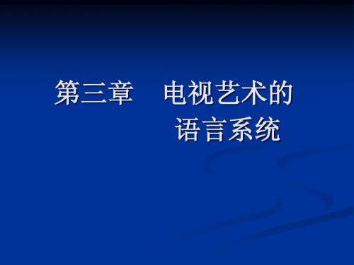 第三章  电视艺术的语言系统