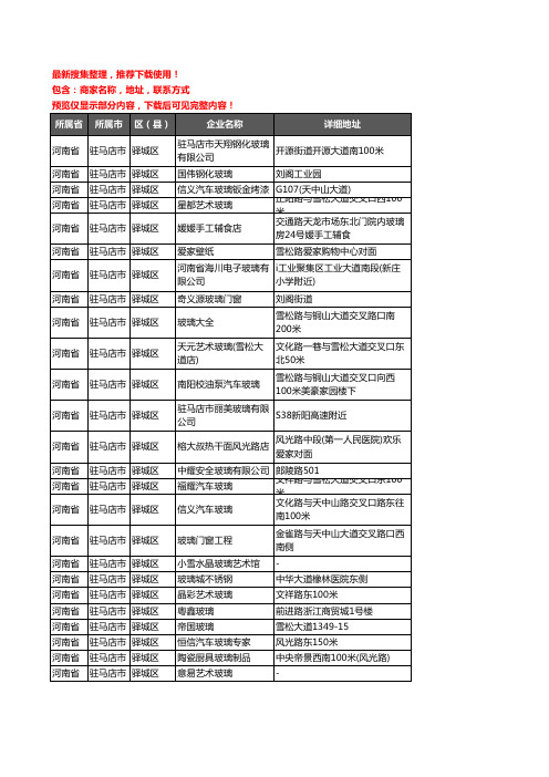 新版河南省驻马店市驿城区玻璃店企业公司商家户名录单联系方式地址大全45家