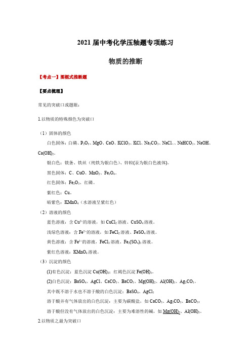 2021届中考化学压轴题专项练习06 物质的推断【含答案】