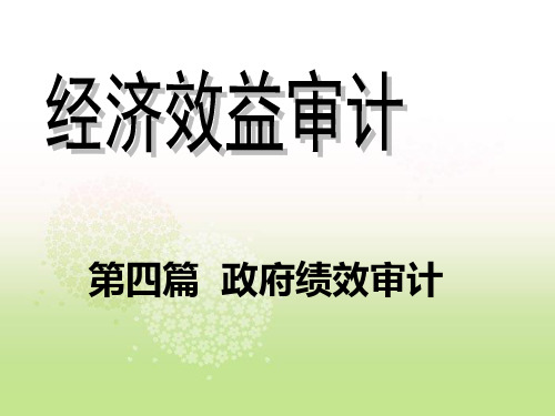 经济效益审计第十一章公共投资项目绩效审计