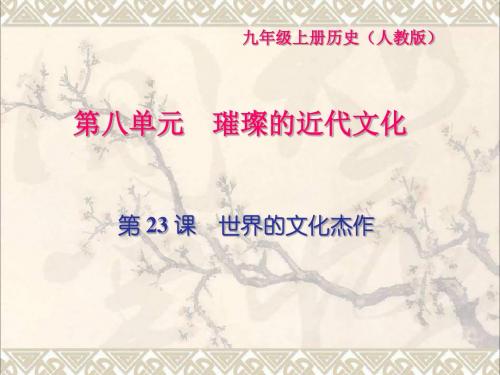 九年级历史上册第八单元璀璨的近代文化第23课世界的文化杰作习题课件新人教版 (2)