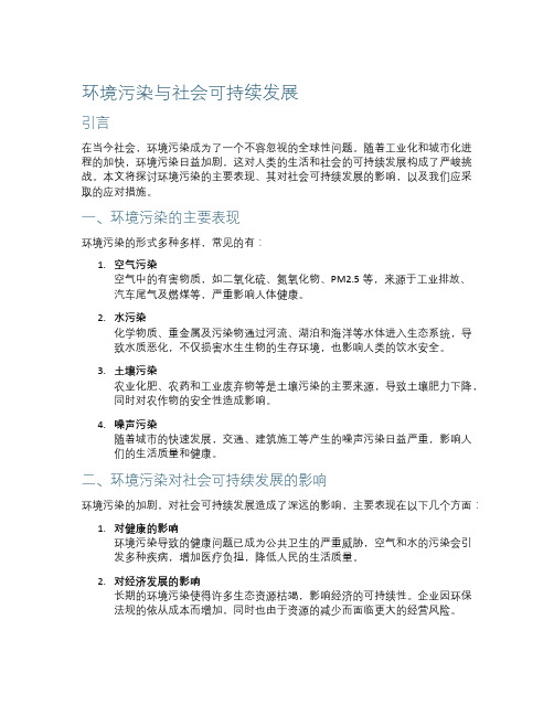 环境污染与社会可持续发展