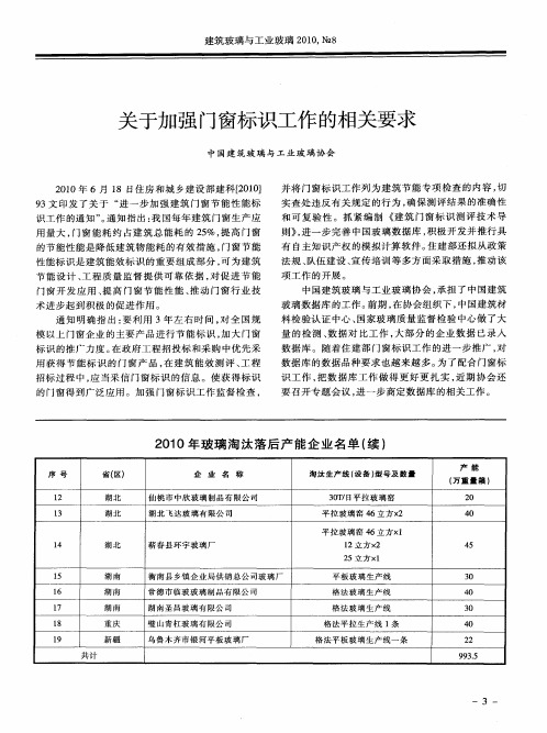 关于加强门窗标识工作的相关要求