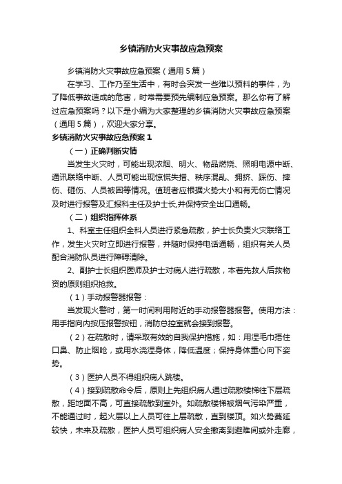 乡镇消防火灾事故应急预案（通用5篇）