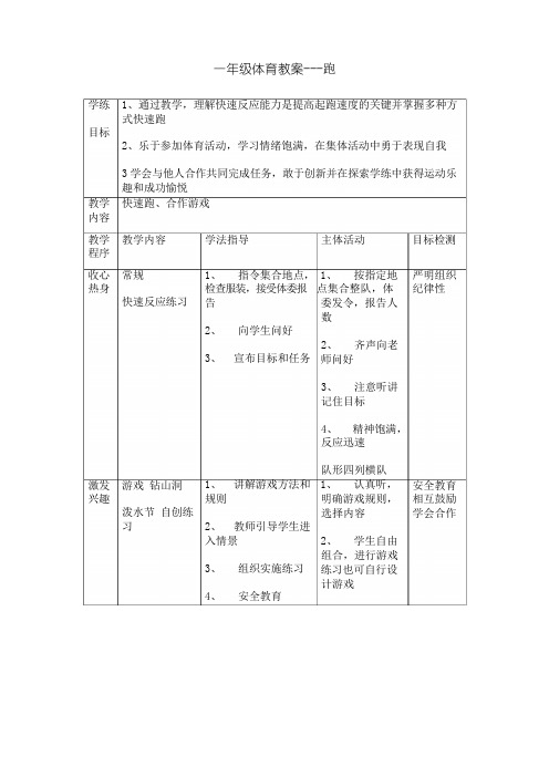 小学体育水平一《  跑》教案