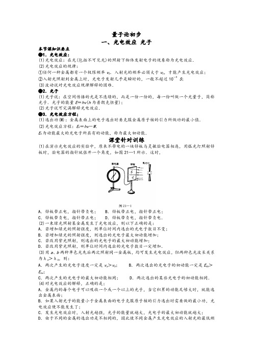 第十七章 专题 量子论初步  学案 -高二下学期物理人教版选修3-5