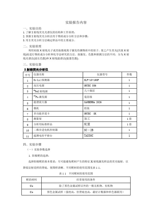 X射线荧光光谱分析实验