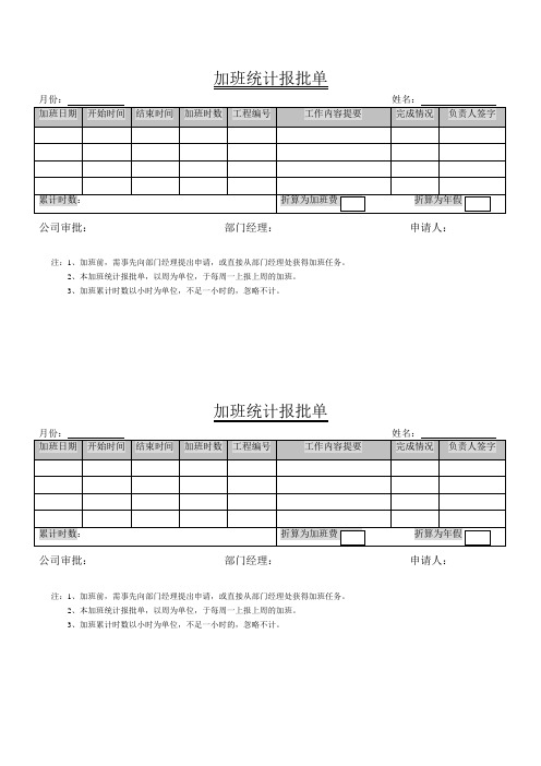 加班统计报批单