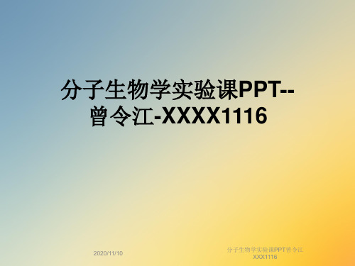 分子生物学实验课PPT曾令江XXX1116