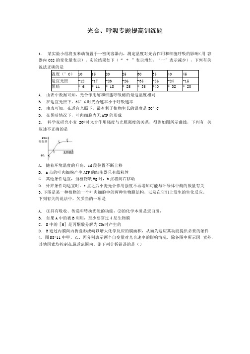 光合、呼吸专题提高训练题.docx