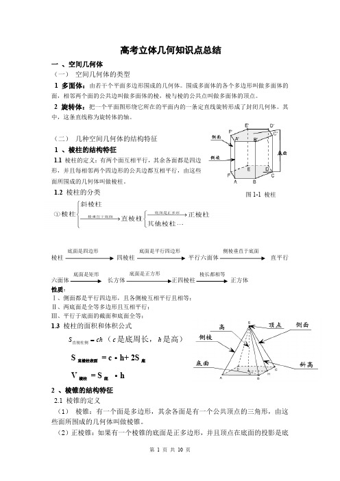 高考立体几何知识点总结(超详细)