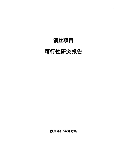 铜丝项目可行性研究报告