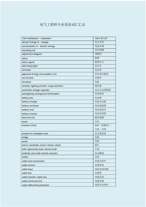 电气工程专业英语词汇汇总(综合版)