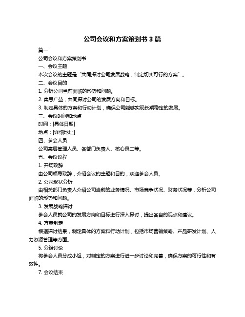 公司会议和方案策划书3篇