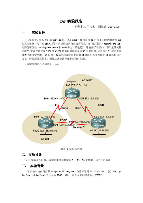 BGP实验报告—20070305